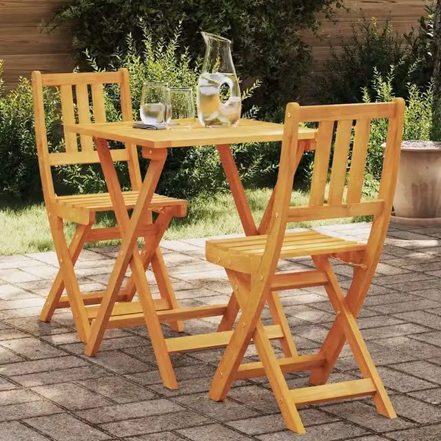Set bistrot vidaXL in legno di acacia naturale marrone, composto da 3 pezzi per giardino e terrazzo