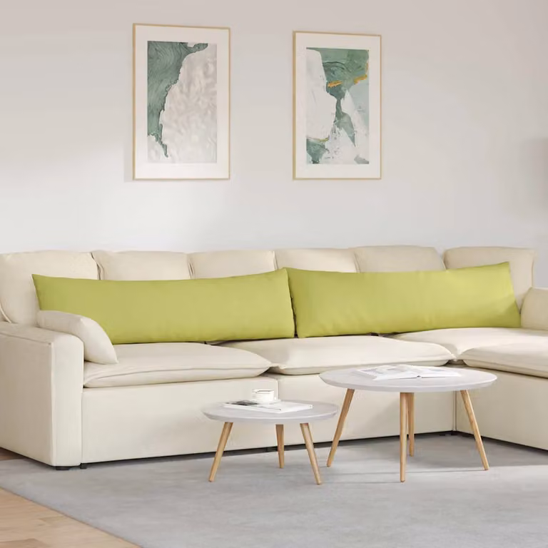 Set di 2 cuscini da divano vidaXL in tessuto verde chiaro, forma rettangolare, L 145 cm x P 40 cm x H 40 cm
