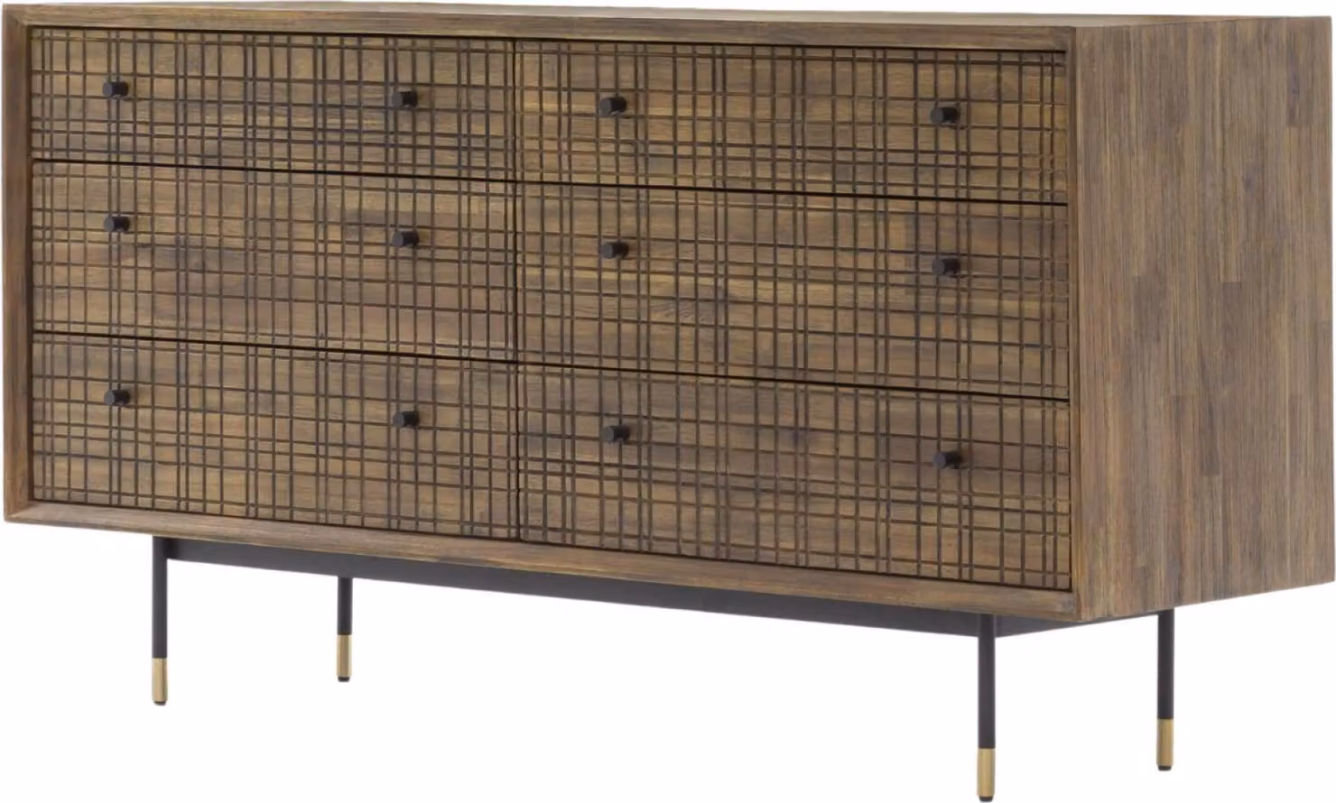 FURNLUX Cassettiera Labirinto Marrone E Oro E Nero 155 cm / Colore principale: Marrone / Dimensioni: 155 x 80 x 45 cm