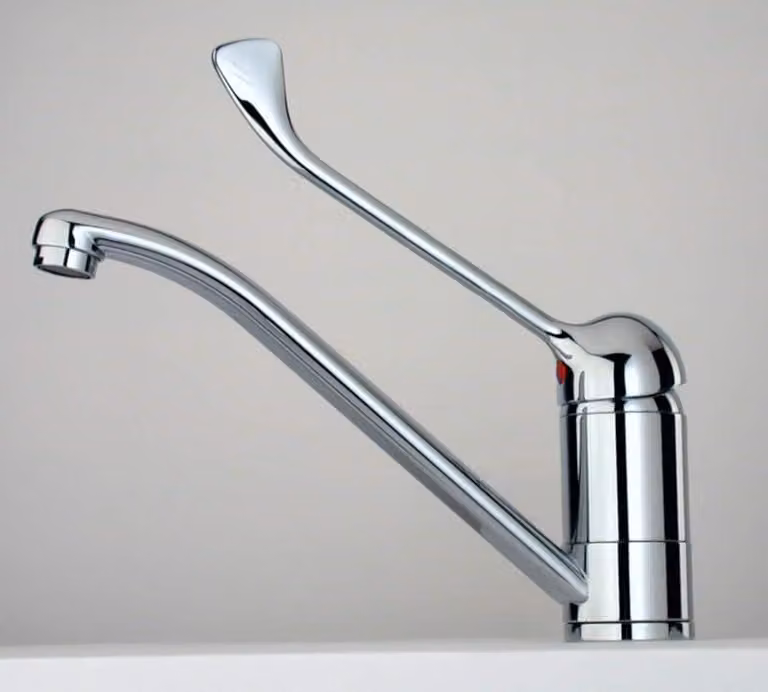 Miscelatore monocomando da parete, con leva lunga, cromato, in ottone, con cartuccia da 40 mm