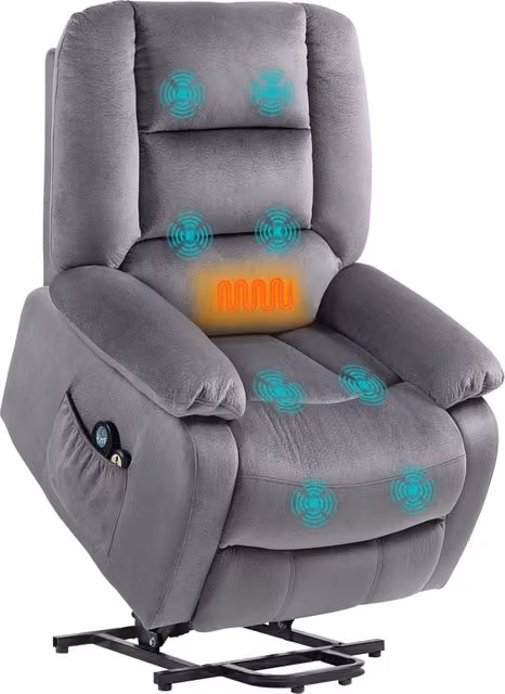 Poltrona relax alzapersona elettrica con massaggio e riscaldamento ¨C Xylo ¨C Grigio scuro