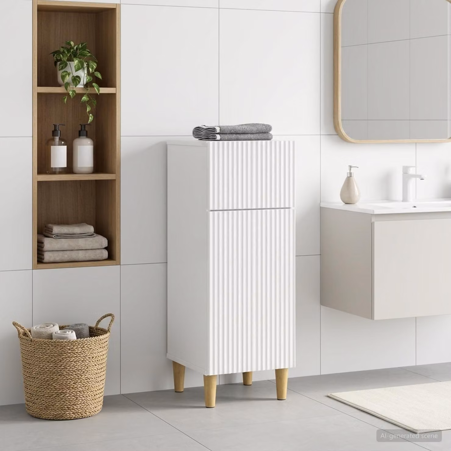 Mobiletto da bagno sospeso vidaXL ARNHEM bianco lucido L 30 cm, P 31 cm, H 80 cm