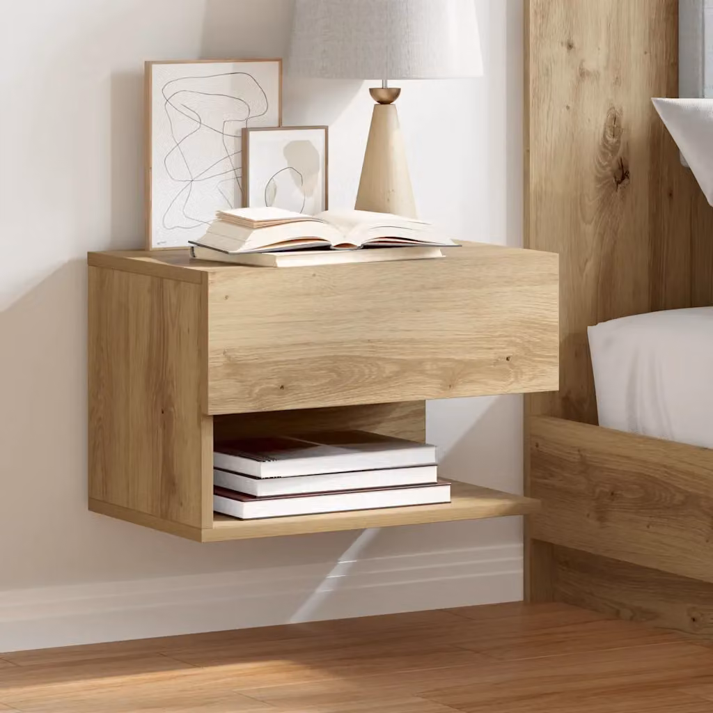 Comodino a muro vidaXL in legno rovere marrone moderno