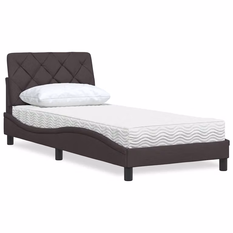 Letto con materasso vidaXL in tessuto marrone e bianco, dimensioni 90 x 190 cm