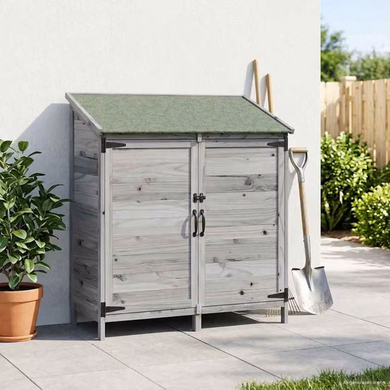 Capanno da giardino vidaXL in legno con tetto grigio L: 106,5 cm, P: 56 cm, H: 113,5 cm