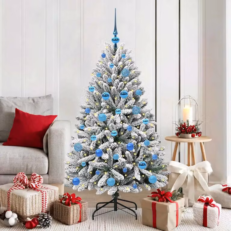 Albero di Natale artificiale verde vidaXL con 150 LED bianco caldo e struttura in metallo e PVC, Altezza: 150 cm