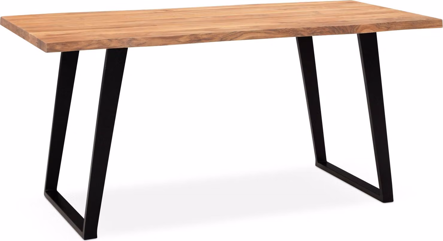 WOHNLING Scrivania 200x100x76 cm Legno massello di acacia / metallo Scrivania per computer Bordo del tronco Scrivania da ufficio per home office Massiccia con gambe a U in nero Tavolo in legno