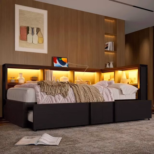 Letto giorno con estrazione materasso MDF metallo 90x200 cm