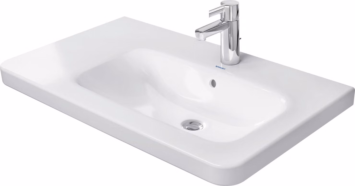 Duravit lavabo pour meubles DuraStyle 80cm, avec trop-plein, avec plage pour robinetterie, 1 trou pour robinetterie, bassin à droite, 23268000001, 23268000001