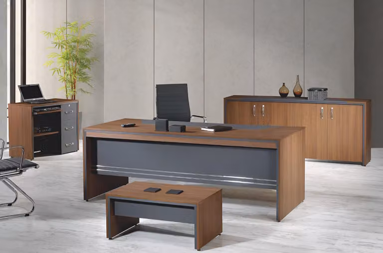 Garnitur Büromöbel Komplettbüro Schreibtisch Set 4tlg Holz Braun Büro