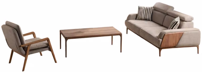 Stilvolles Wohnzimmer-Set mit 3+1-Sitzern und praktischem Couchtisch