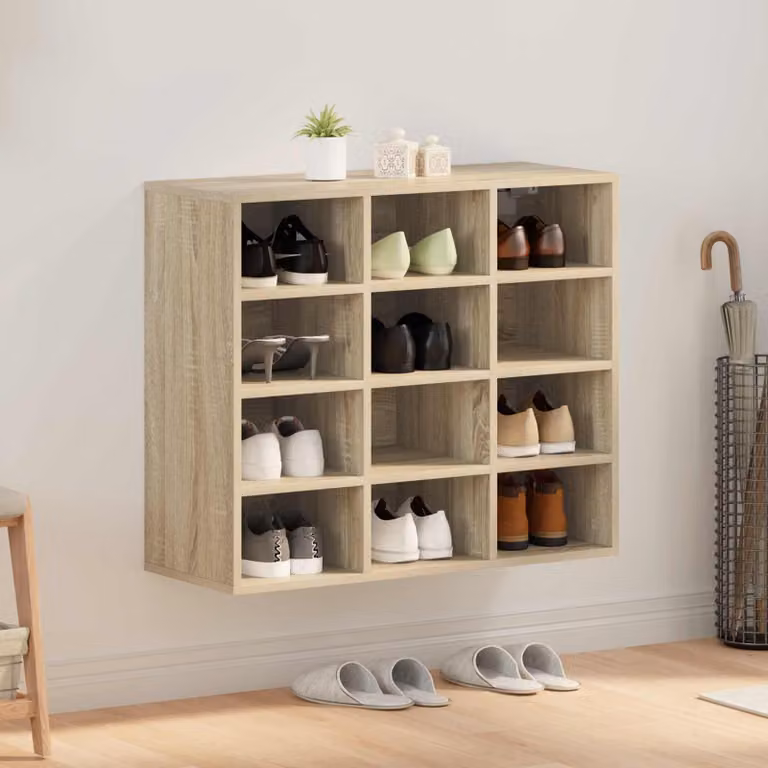 Scarpiera mobile moderna vidaXL in legno ingegnerizzato marrone e beige L: 77,5 cm, P: 30 cm, H: 67 cm