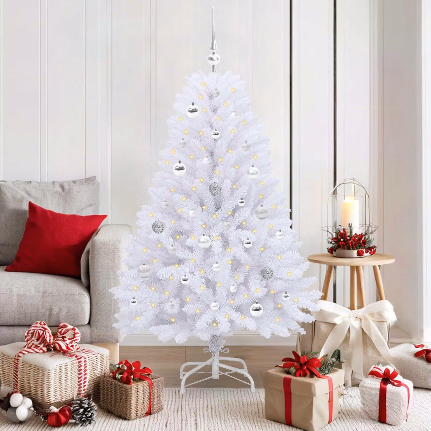 Maison Exclusive - Albero di Natale artificiale pieghevole, bianco, 150 cm, in PVC e acciaio