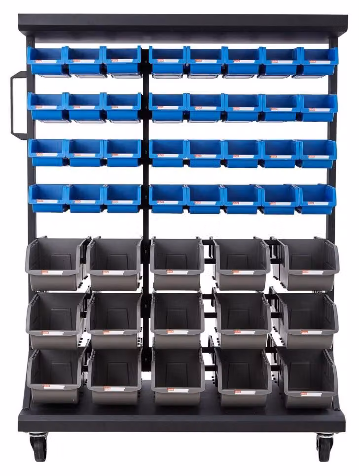 Scaffale portatile a 7 livelli - 94 contenitori - 900x500x1245 mm - Plastica e metallo - Organizzatore per officina