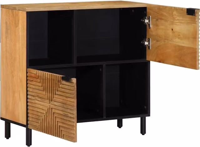 Credenza moderna vidaXL in legno di mango e metallo marrone L 80 cm, P 33 cm, H 75 cm