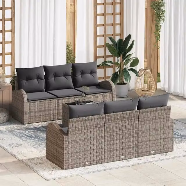 Set Divano da Giardino 7 pz Grigio polyrattan 3345929