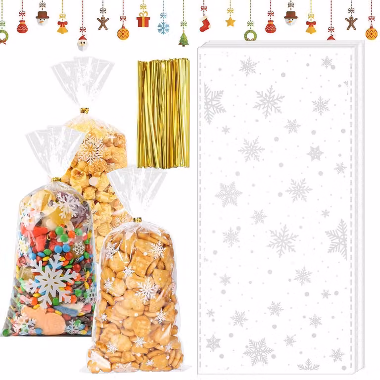 Sacchetti per dolcetti, confezione da 100 pezzi. Sacchetti di cellofane trasparenti per confezionare regali, dolcetti e per feste, dimensioni 27 x 12,5 cm