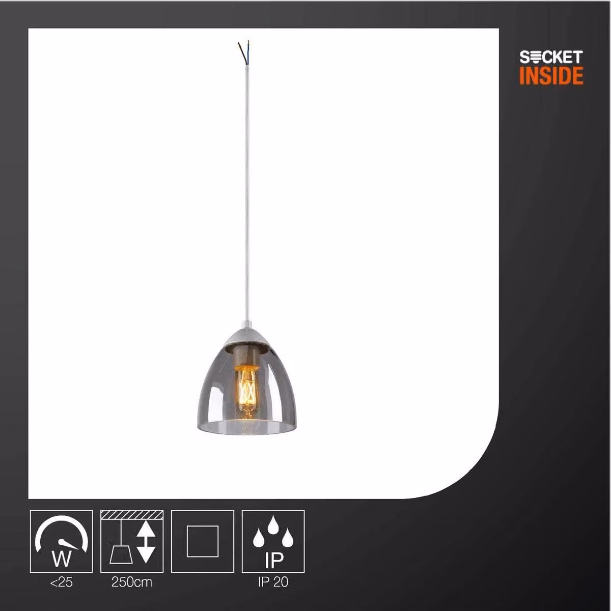 Lampada a sospensione SLV PARA CONE GL, ideale per il soggiorno, illuminazione interna, lampada a sospensione per la sala da pranzo, LED, plafoniera GU10 25W, colore bianco, modello 1006160