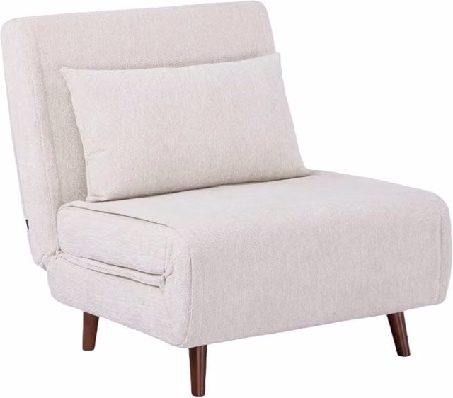 Poltrona letto convertibile Sweeek in tessuto bianco con struttura in legno di pino