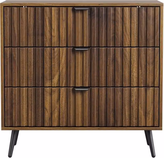 Cassettiera Chicfurn con 3 cassetti in stile moderno per camera da letto, soggiorno o ingresso, colore marrone, L: 80 cm, P: 39 cm, H: 78 cm