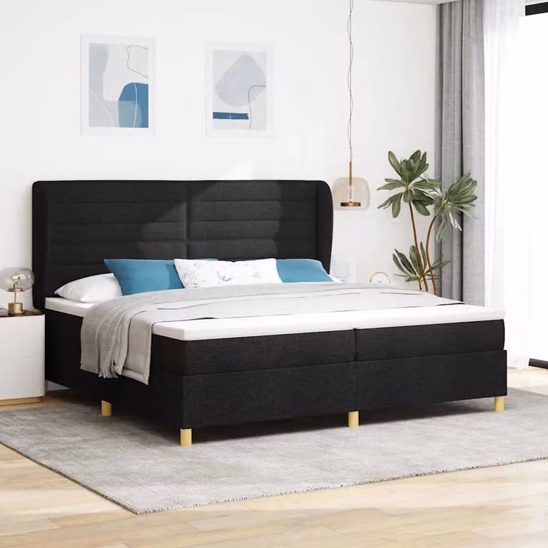 Letto ibrido con materasso vidaXL in tessuto nero L/P: 200 x 200 cm
