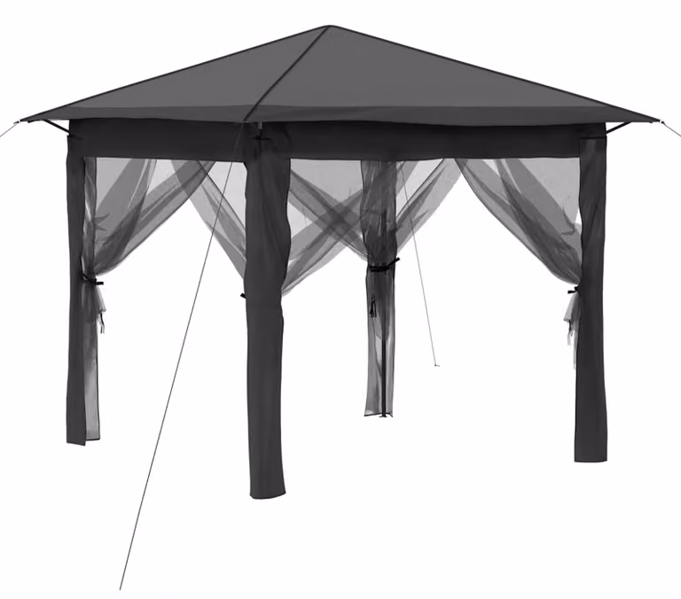 Gazebo con 4 pareti laterali, dimensioni 2,6 x 2,6 metri, colore grigio chiaro e antracite
