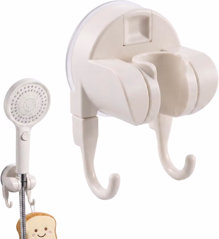 Supporto per soffione doccia con ventosa, diametro 6 cm, regolabile, da fissare senza fori, ideale per il bagno