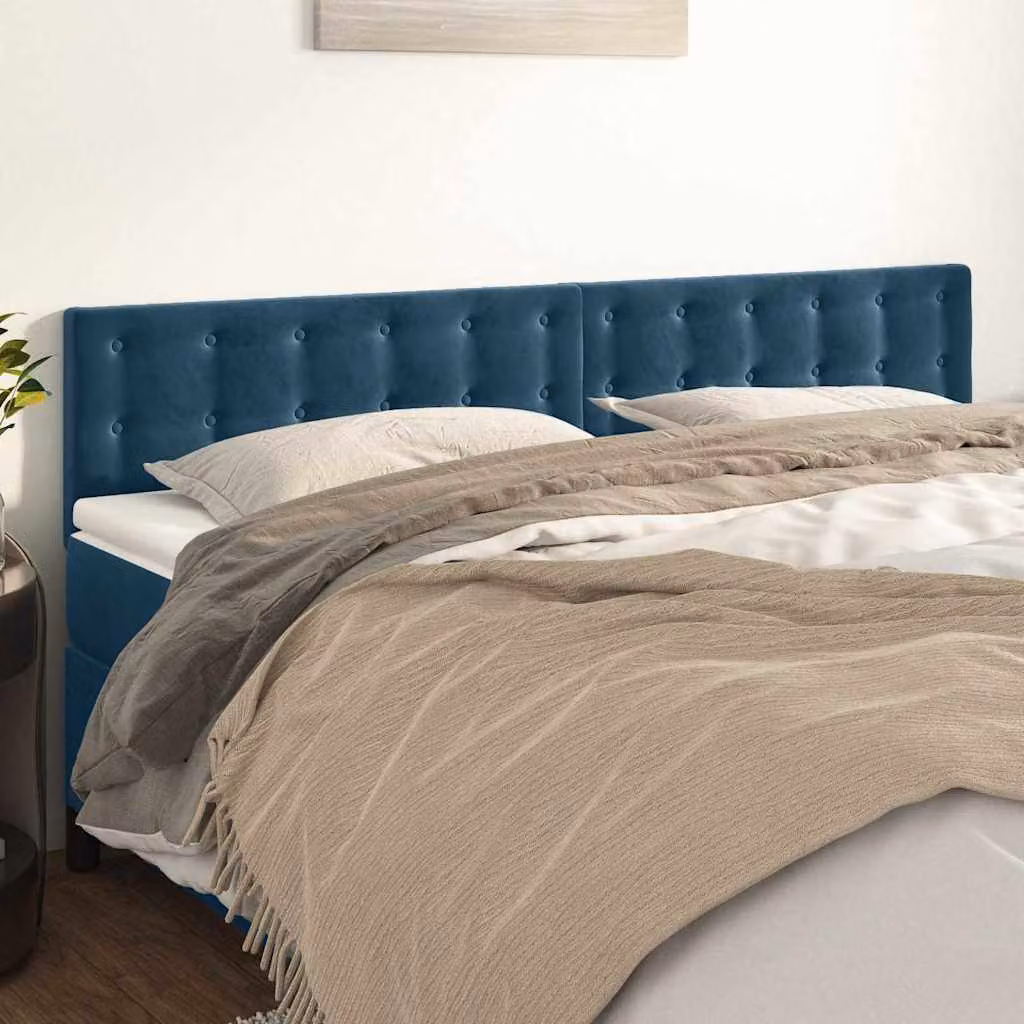 Testiera per letto vidaXL in velluto blu scuro, L: 160 cm, P: 5 cm, H: 78-88 cm