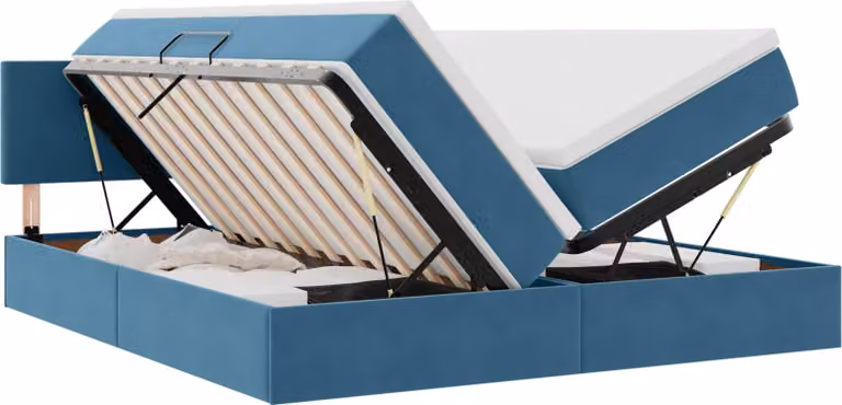 Letto con contenitore LED e materasso Blu Scuro 200 x 200 cm