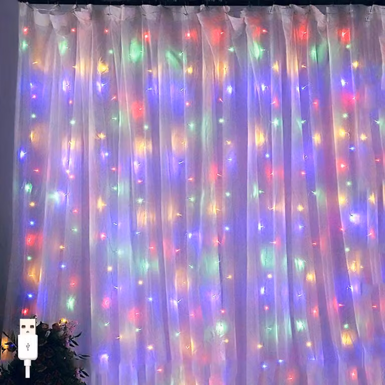 2x2M luce tenda colorata 192 LED fata luci indoor outdoor, USB fata luci tenda per Natale festa di nozze finestra parete balcone decorazione