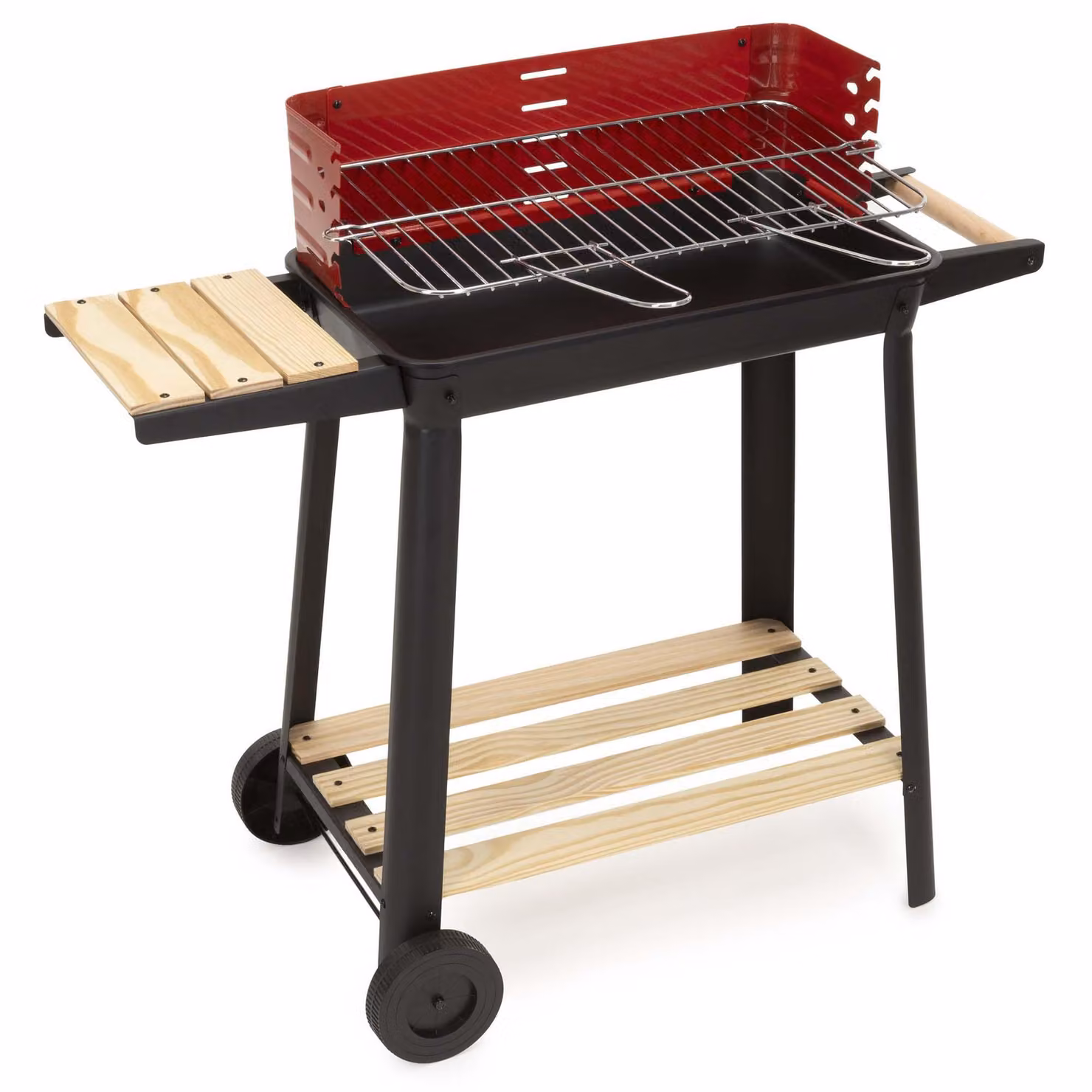 Barbecue portatile a carbonella Springos® da giardino con ruote – Griglia regolabile in altezza su 5 livelli