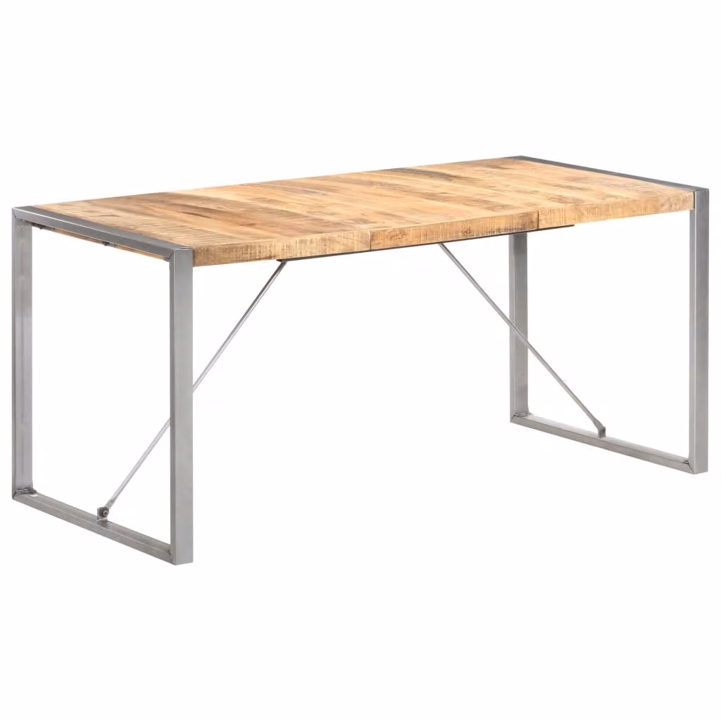 The Living Store Tavolo da pranzo 160x80x75 cm Legno massiccio di mango grezzo