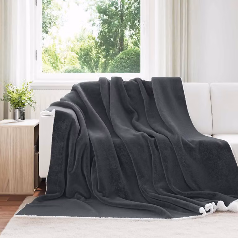 Coperta in pile morbida vidaXL Grigio Antracite L 240 cm x P 270 cm