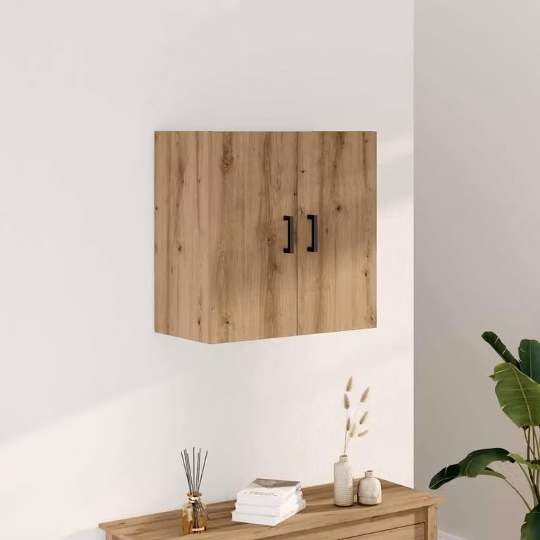 Armadietto a muro vidaXL in legno color rovere marrone con ante a battente, L 60 cm x P 31 cm x H 60 cm