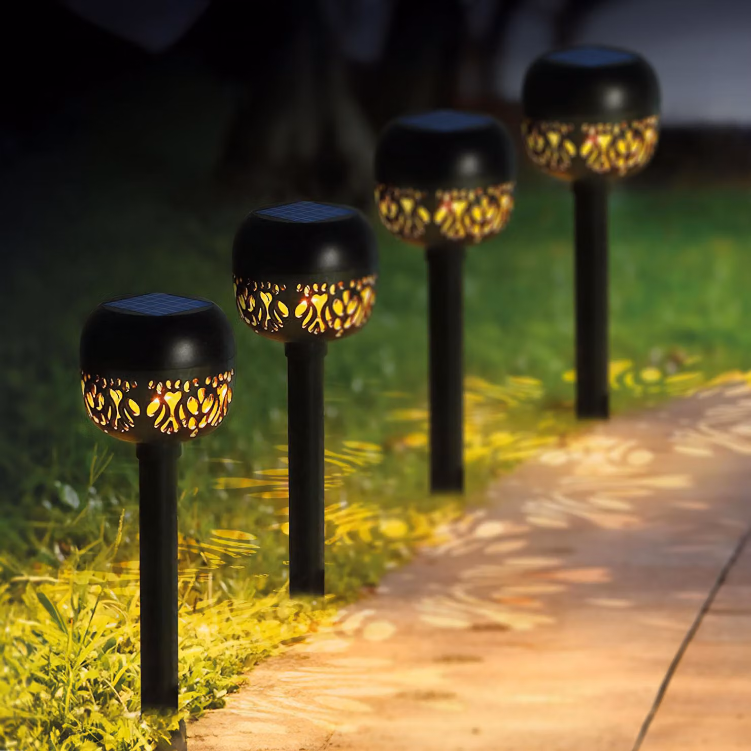 1x Lampada solare da giardino a LED - Lanterna solare per esterni - Luce bianca calda - Ø 8 x 38 cm - Con picchetto - Accensione/spegnimento automatico - Per illuminazione di giardini, vialetti e atmosfere suggestive [11276]