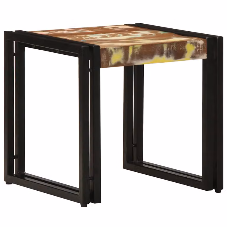 vidaXL Tavolino da salotto moderno in legno recuperato e metallo, marrone, L/P/H: 40 x 40 x 38 cm