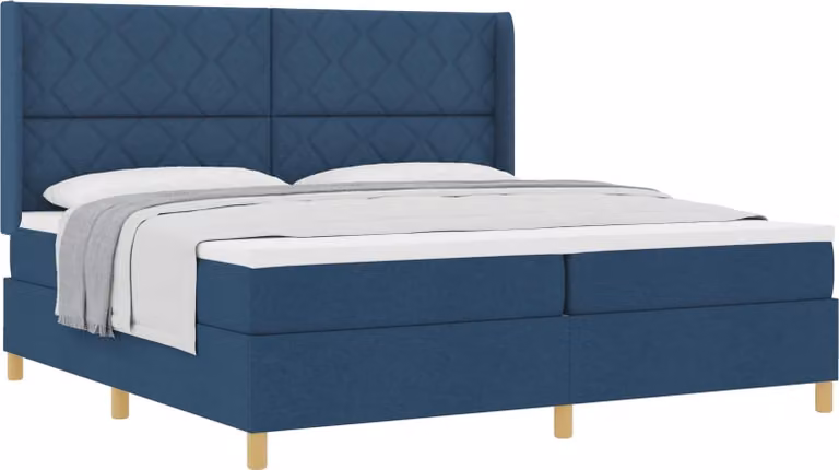 Maison Exclusive - Letto boxspring con testiera blu 200 x 200 cm in tessuto