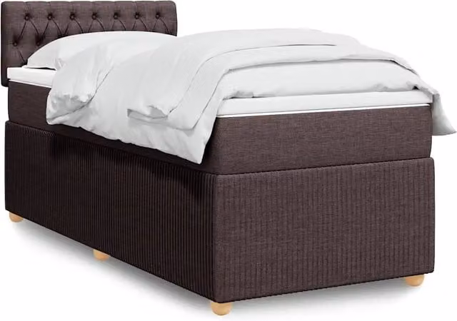 Giroletto a molle con materasso vidaXL in tessuto marrone e bianco L: 200 cm, P: 100 cm – 1