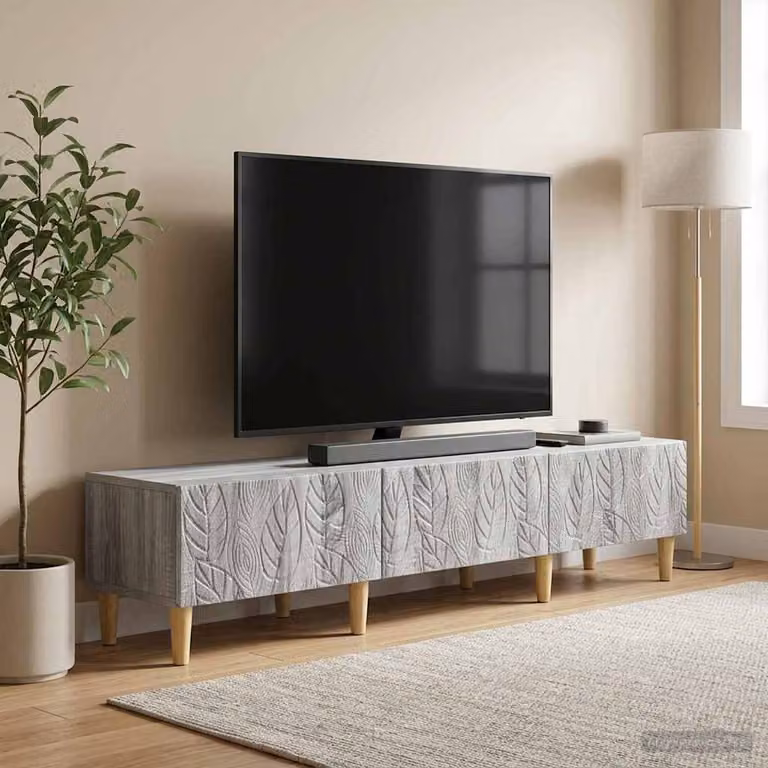 Mobile TV vidaXL in stile vintage, colore grigio Sonoma, in legno ingegnerizzato, L 147 cm x P 34,5 cm x H 30 cm