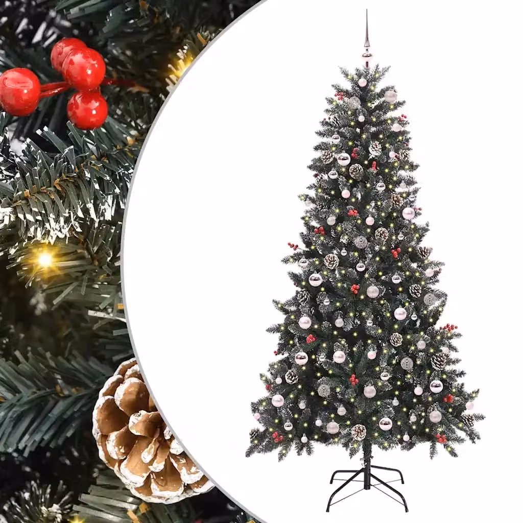 Albero di Natale artificiale moderno vidaXL verde con 300 LED luce bianca calda, Altezza: 210 cm – 2