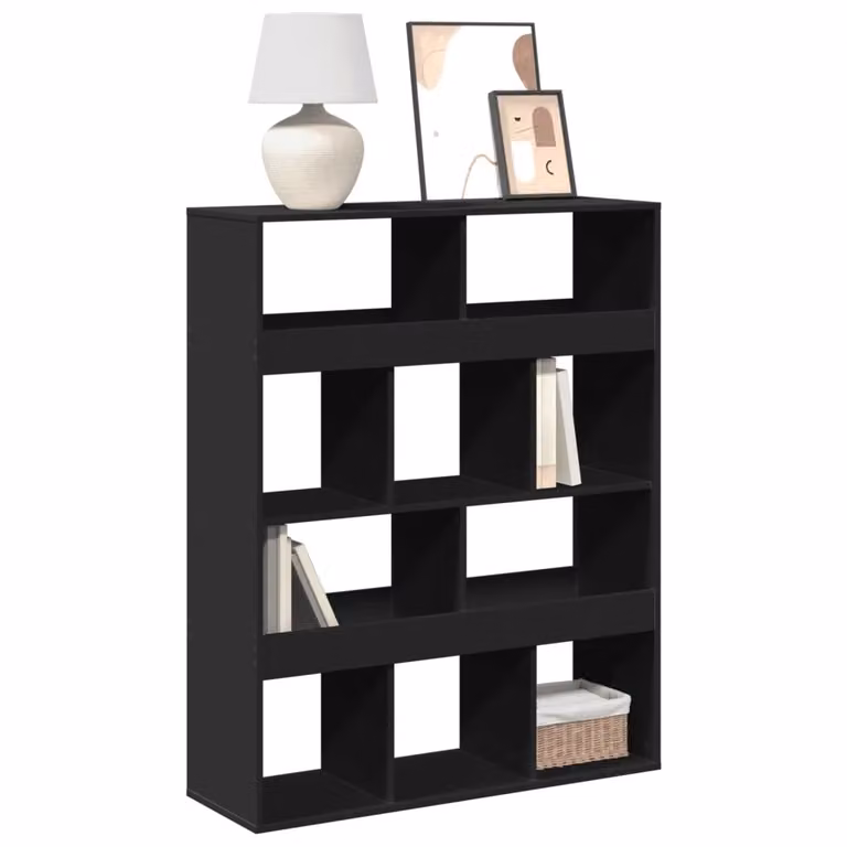 Libreria nera vidaXL in legno e MDF per soggiorno, L 100 cm x P 33 cm x H 125,5 cm
