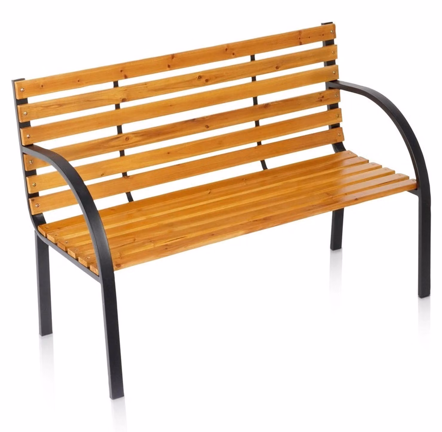 Panchina da giardino in legno e metallo, 122x51x83,5 cm