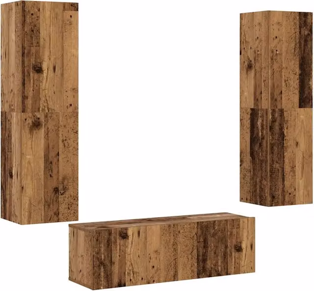 Mobili TV a Parete 3 pz | Armadietto TV | Mobile Porta TV Legno Antico in Legno Multistrato