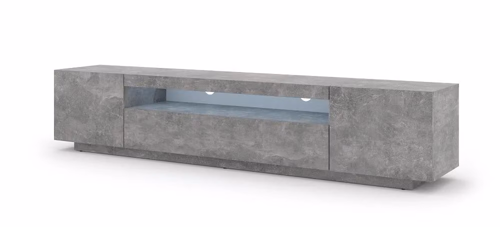 Mobile TV Bim Furniture Stand Aura con LED integrato, sospeso o a terra, colore Cemento/Grigio, L: 200 cm, P: 42/36 cm, H: 37 cm – 2