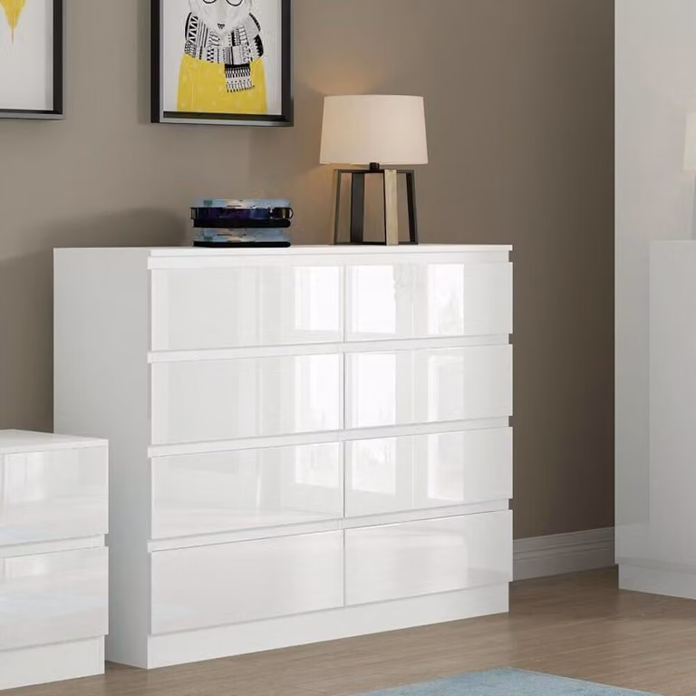 Credenza Kenji 8 cassetti bianco lucido