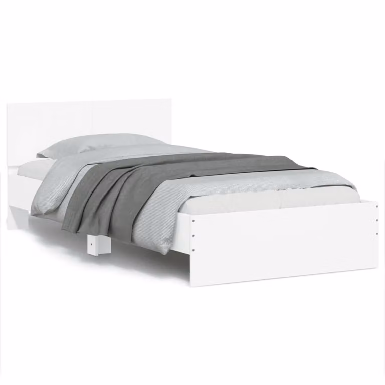 vidaXL Giroletto con Testiera Bianco con Illuminazione LED e Porta USB L/P: 100 x 200 cm