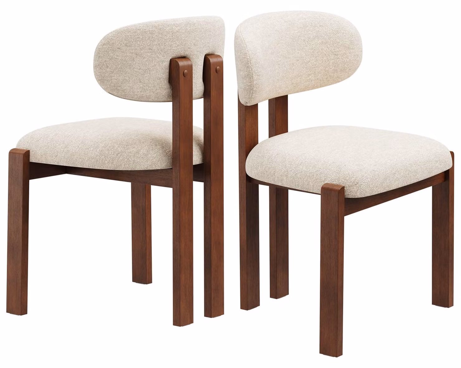 COLAMY Set da 2 sedie da pranzo in ciniglia, legno massello marrone, seduta comoda, stile nordico, beige