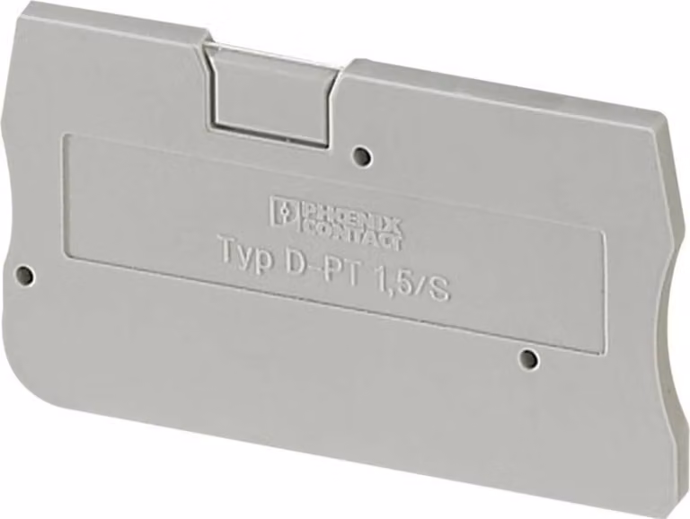 Piastra terminale grigia 45x2,2x24,3mm - Piastra terminale / divisoria per morsettiera D-PT 1,5/S