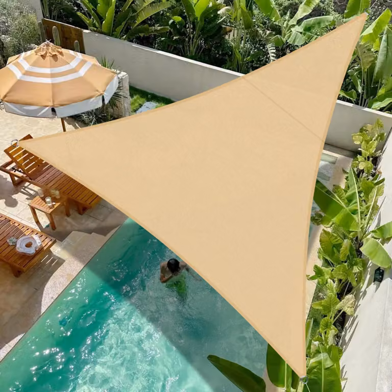 Telo ombreggiante triangolare impermeabile, 3x3x3 metri, con protezione UV del 95% (colore sabbia)