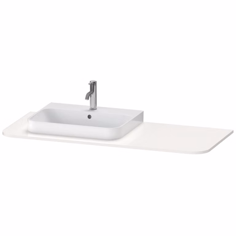 Console Duravit Happy D.2 Plus, 1300x550 mm, 1 découpe à gauche, pour meuble sous-lavabo HP4942, HP4962, HP4972, HP031KL2222, HP031KL2222